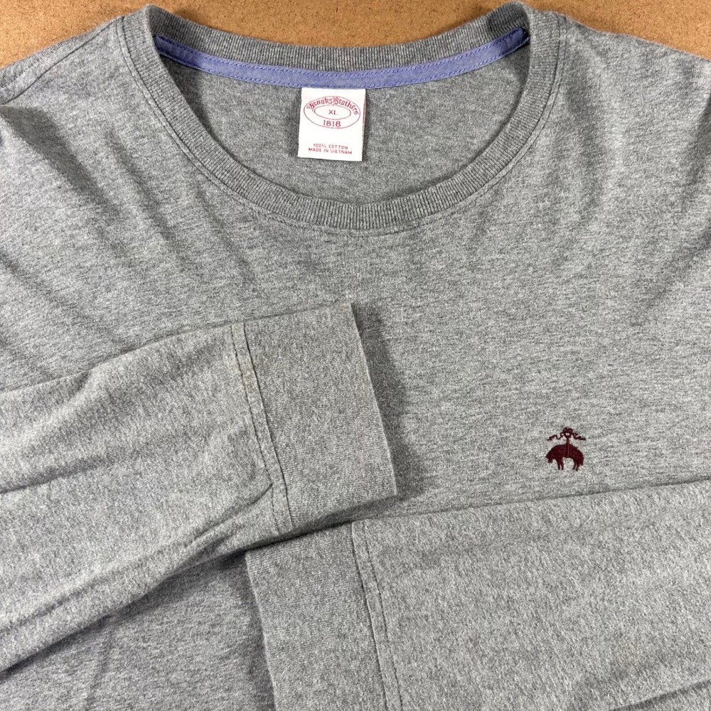 Brooks Brothers 1818 Long Sleeve T-Shirt Men's XL Gray Golden Fleece Logo